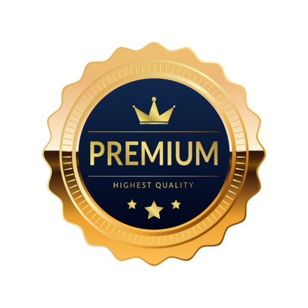 premium quality badge with blue and gold color png Builder