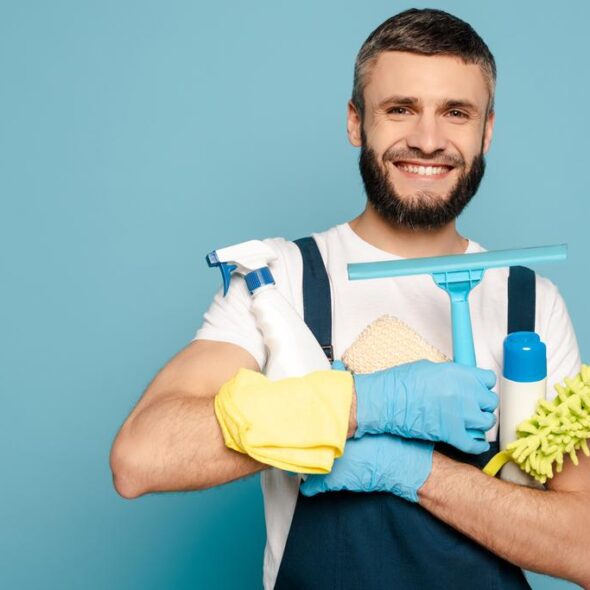 stock photo happy cleaner uniform rubber gloves 590x590 1 Value Maids - New South Wales | Become Your Own Boss